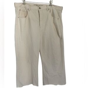 American Eagle Outfitters  wide leg rag hem Cream Denim Jeans size  18 short